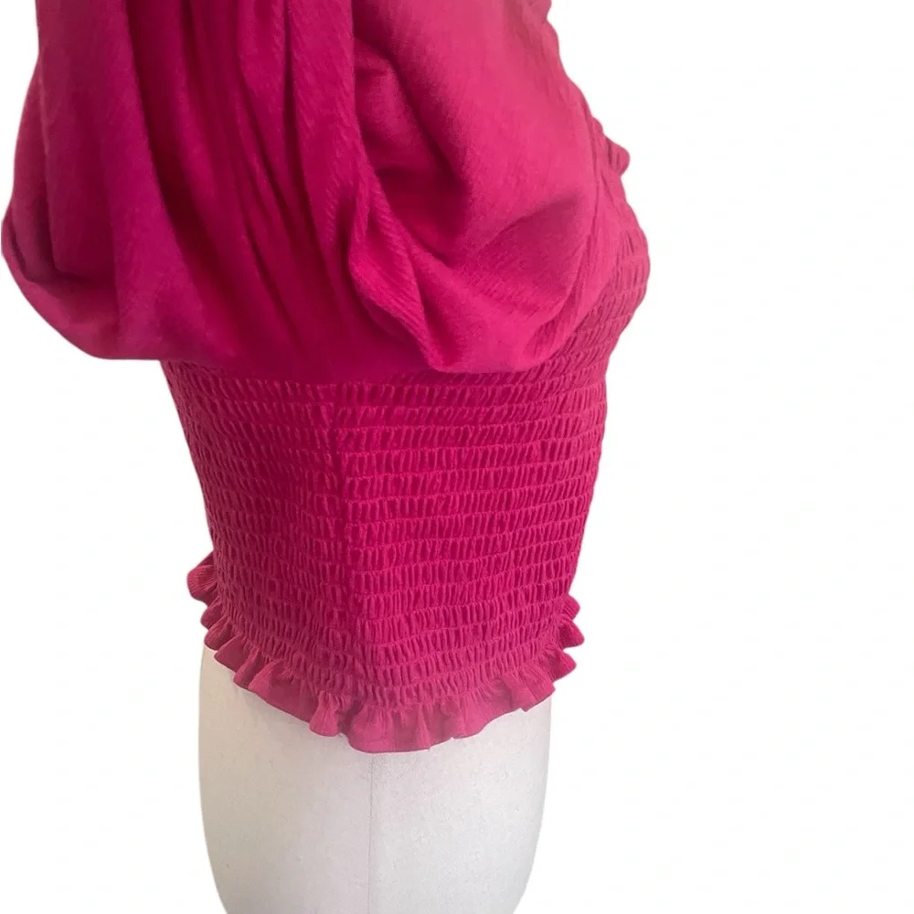 FREE PEOPLE Brenyce Smocked Top Pink Cropped